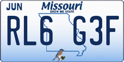 MO license plate RL6G3F