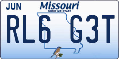MO license plate RL6G3T