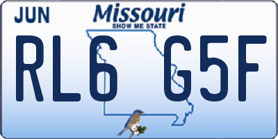 MO license plate RL6G5F