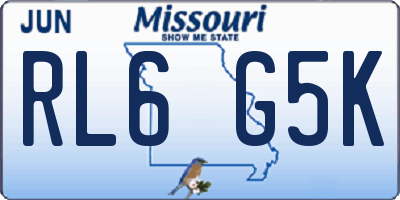 MO license plate RL6G5K