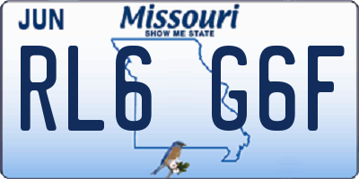MO license plate RL6G6F