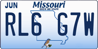 MO license plate RL6G7W