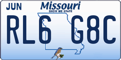 MO license plate RL6G8C
