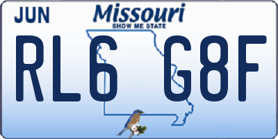 MO license plate RL6G8F