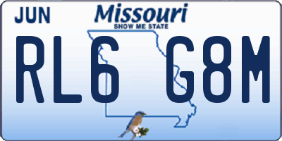 MO license plate RL6G8M