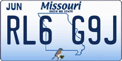MO license plate RL6G9J
