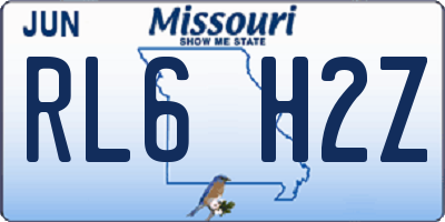 MO license plate RL6H2Z