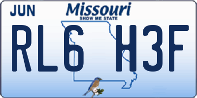 MO license plate RL6H3F