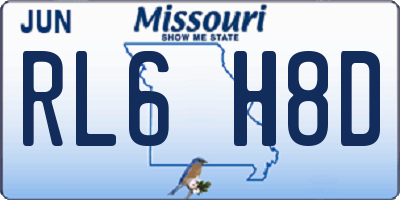 MO license plate RL6H8D