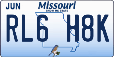 MO license plate RL6H8K
