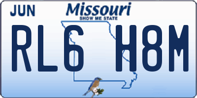 MO license plate RL6H8M