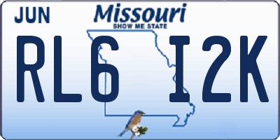 MO license plate RL6I2K