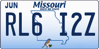 MO license plate RL6I2Z