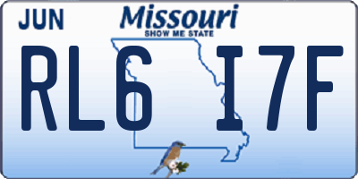 MO license plate RL6I7F