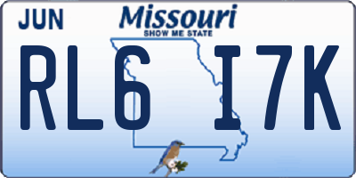 MO license plate RL6I7K