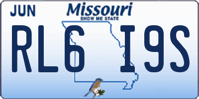 MO license plate RL6I9S