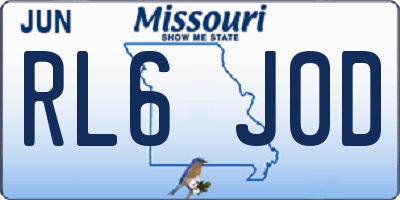 MO license plate RL6J0D