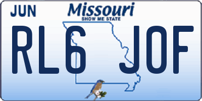 MO license plate RL6J0F