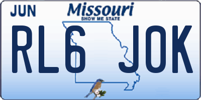 MO license plate RL6J0K