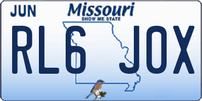 MO license plate RL6J0X