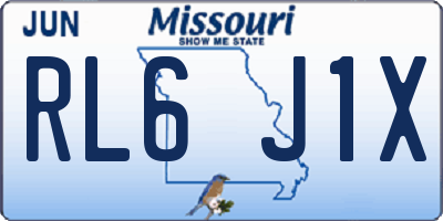 MO license plate RL6J1X