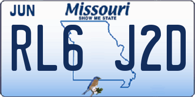 MO license plate RL6J2D