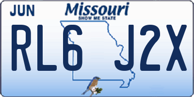 MO license plate RL6J2X
