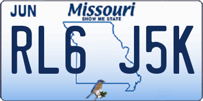 MO license plate RL6J5K