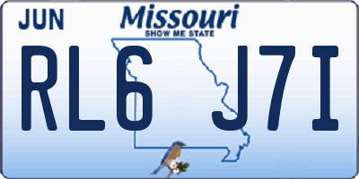 MO license plate RL6J7I