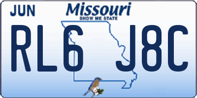MO license plate RL6J8C