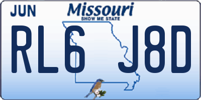 MO license plate RL6J8D