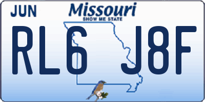 MO license plate RL6J8F
