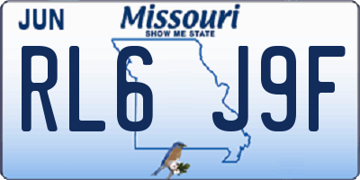 MO license plate RL6J9F