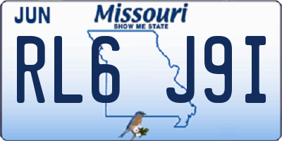 MO license plate RL6J9I