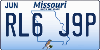 MO license plate RL6J9P