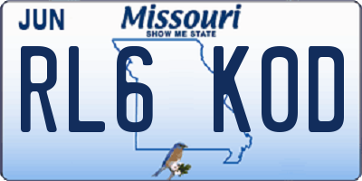 MO license plate RL6K0D