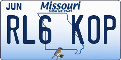 MO license plate RL6K0P