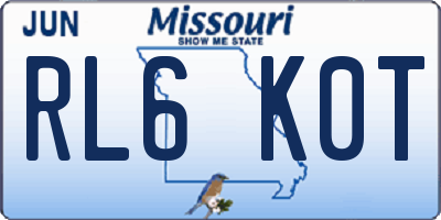 MO license plate RL6K0T