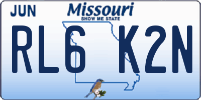 MO license plate RL6K2N