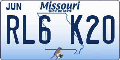MO license plate RL6K2O