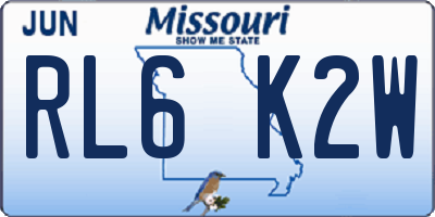 MO license plate RL6K2W