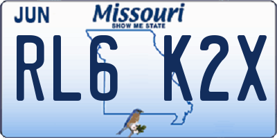 MO license plate RL6K2X