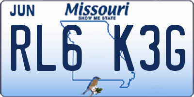 MO license plate RL6K3G