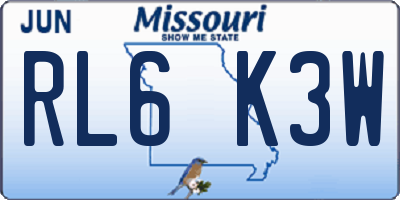 MO license plate RL6K3W