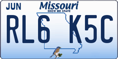 MO license plate RL6K5C