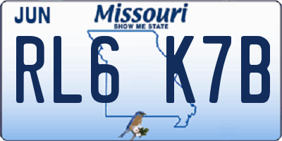 MO license plate RL6K7B