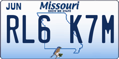 MO license plate RL6K7M