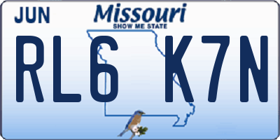 MO license plate RL6K7N