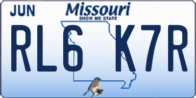 MO license plate RL6K7R