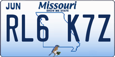 MO license plate RL6K7Z